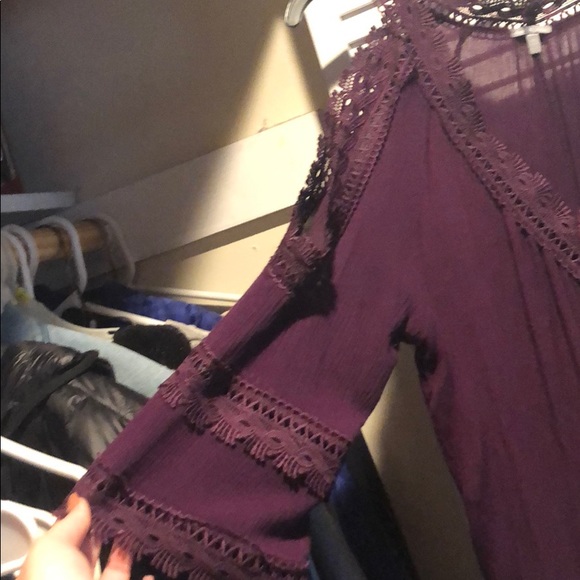 cute dark purple open shouldered blouse - Picture 4 of 4